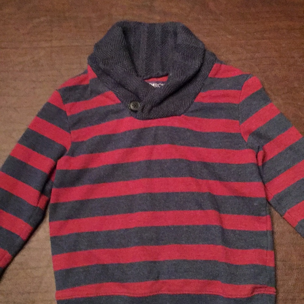 Boys red and gray sweater, 4T.